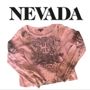Nevada pink long sleeve T w/ diamond bling size xl